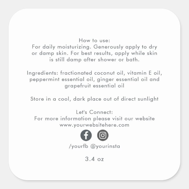 White Minimalist Beauty Product Label (Front)