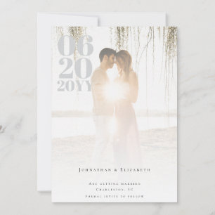 White Minimalist Bold Type Photo Save The Date