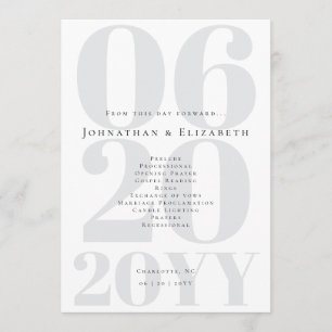 White Minimalist Bold Type Photo Wedding Program