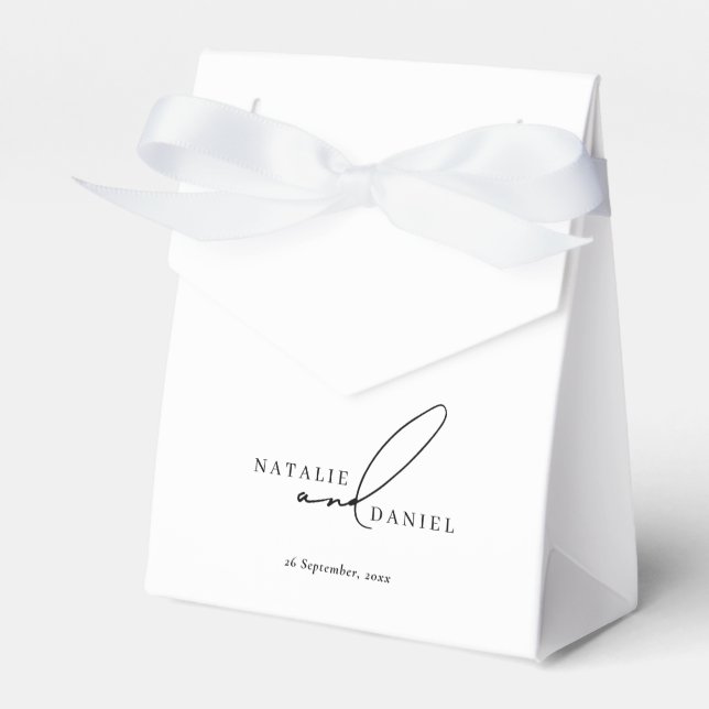 White Minimalist Classic Chic Wedding Favor Box (Front Side)