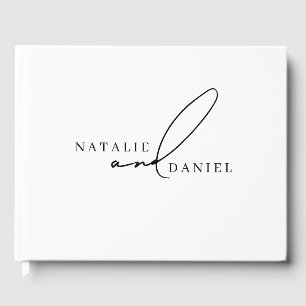 White Minimalist Classic Chic Wedding Guest Book