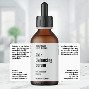 White Minimalist Cosmetics Dropper Bottle Label