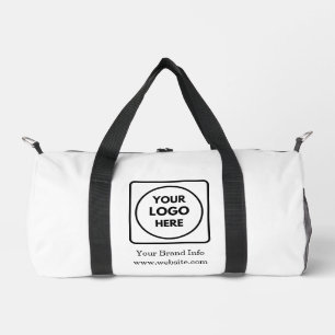 White Minimalist   Custom Business Logo Design Duffle Bag