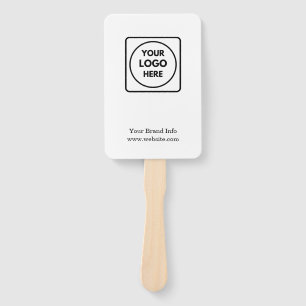 White Minimalist Custom Clean Simple Logo Design Hand Fan