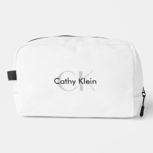 White Minimalist Custom Monogram Dopp Kit