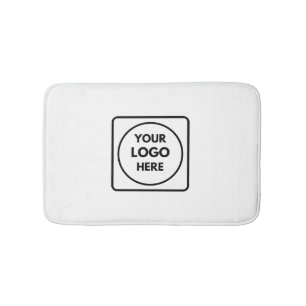 White Minimalist   Custom Professional Business  Bath Mat