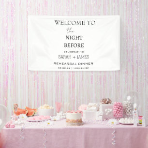 White Minimalist Dinner Welcome Backdrop  Banner