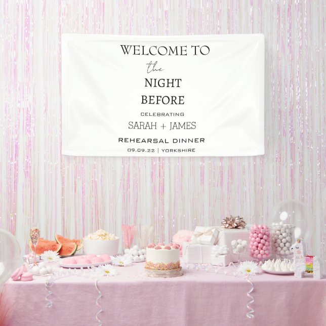 White Minimalist Dinner Welcome Backdrop  Banner (Party)