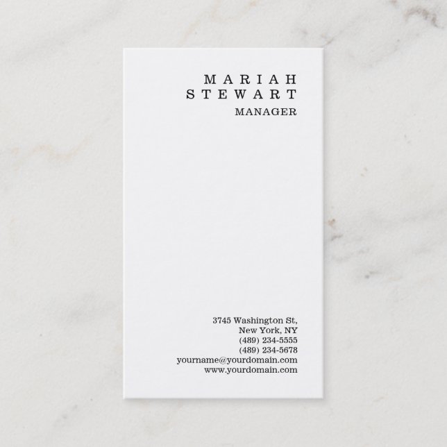 White Minimalist Elegant Sophisticated Modern Business Card (Front)