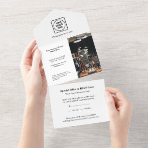White Minimalist Event   Clean Modern All-in-One  All In One Invitation
