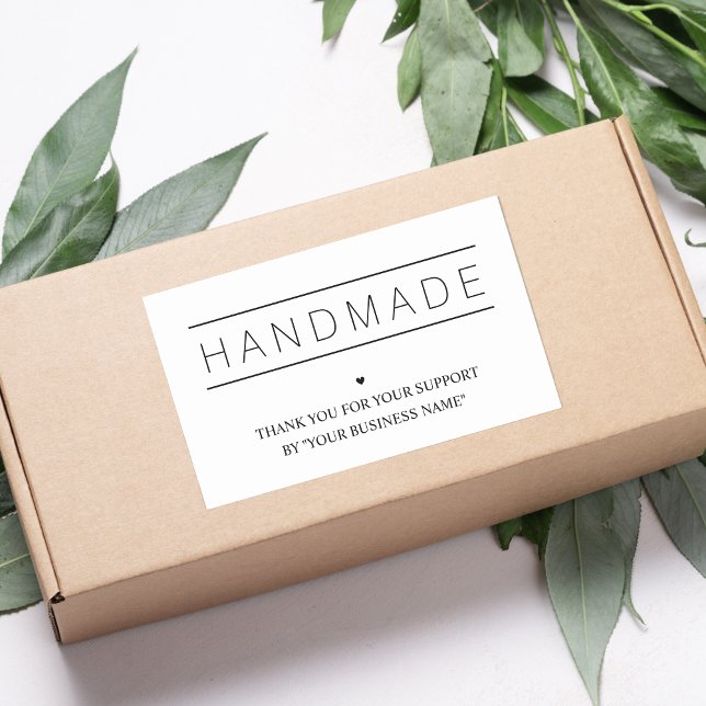White Minimalist Handmade Artisan Gratitude Sticker (Artisan Gratitude: White Minimalist Sticker for Small Handmade Businesses Sticker.)
