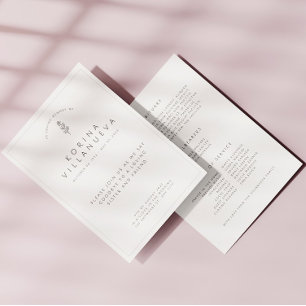 White Minimalist In Loving Memory Funeral Program