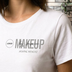 White Minimalist Makeup Artis Logo Employee Staff T-Shirt