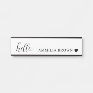 White Minimalist Modern Heart Clean Design Door Sign