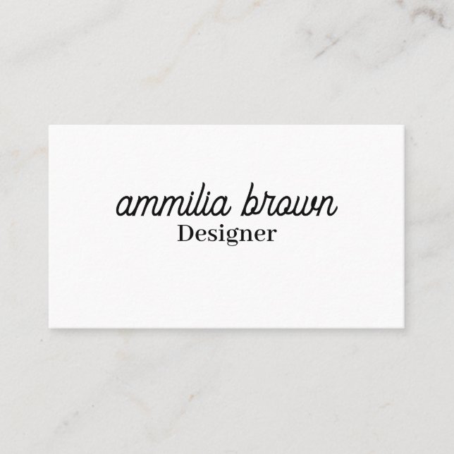 White Minimalist | Modern Professional Handwritten Business Card (Front)