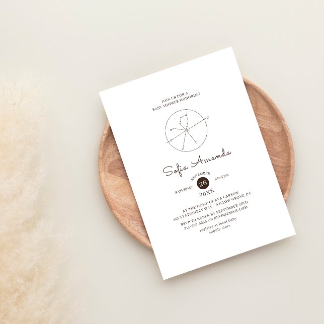 White Minimalist Mystic Celestial Baby Shower Invitation (Creator Uploaded)