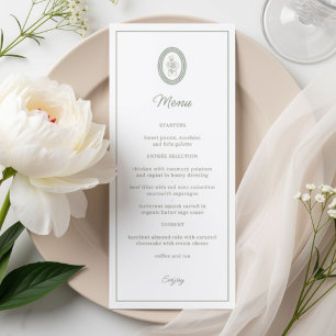 White   Minimalist Script Floral Wedding  Menu
