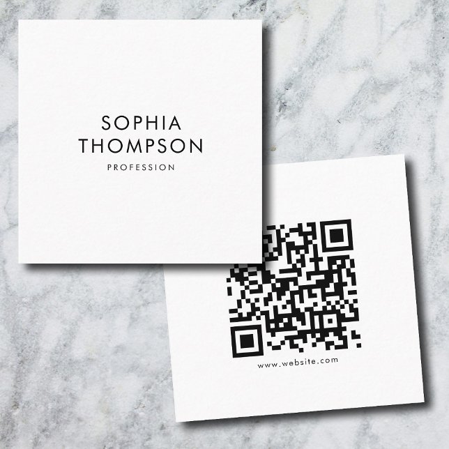 White Minimalist Simple Bold QR Code  Square Business Card (White Minimalist Simple Bold QR Code Square Business Card)
