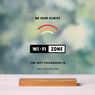 White Minimalist Simple Wifi Password Acrylic Sign