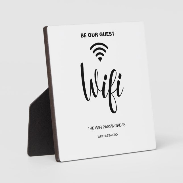 White Minimalist Simple Wifi Password  Plaque (Front)