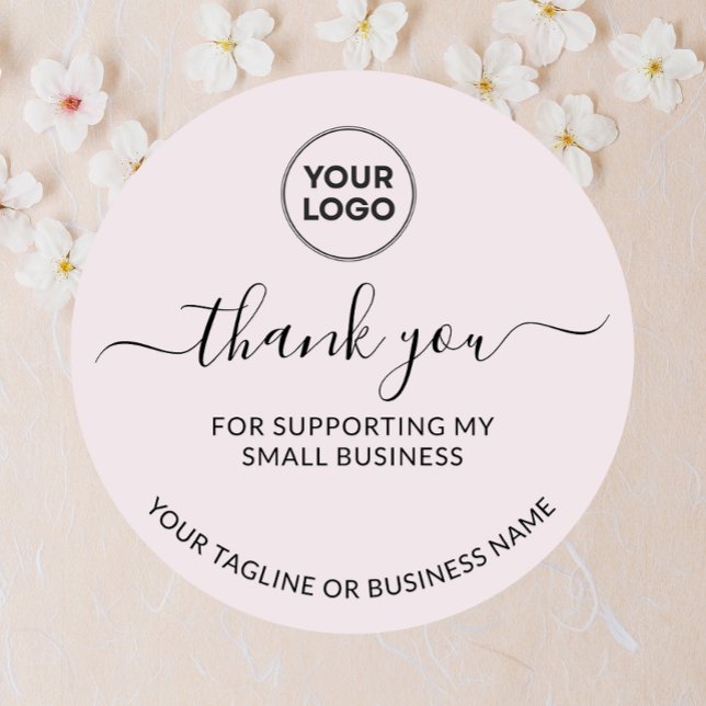 White Minimalist Thank You Logo  Round Sticker (Creator Uploaded)