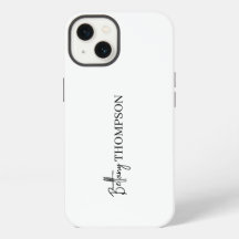 White Minimalist Vertical Script Monogram