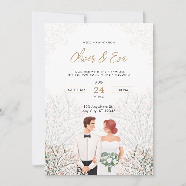 White Minimalist Wedding Invitation  (Front)