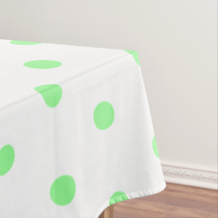 White Mint Green Polka Dots Tablecloth