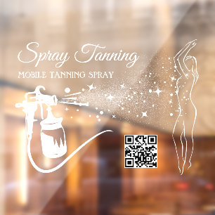 White Mobile Spray Tanning Body Paint qr code Window Cling