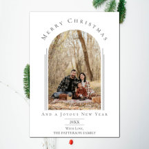 White Modern Arch Frame Holiday Photo Card