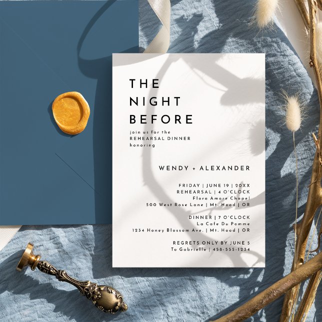 White Modern Bold Night Before Rehearsal Dinner Invitation (Creator Uploaded)