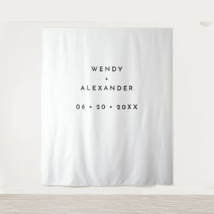 White Modern Bold Wedding Photo Backdrop Tapestry