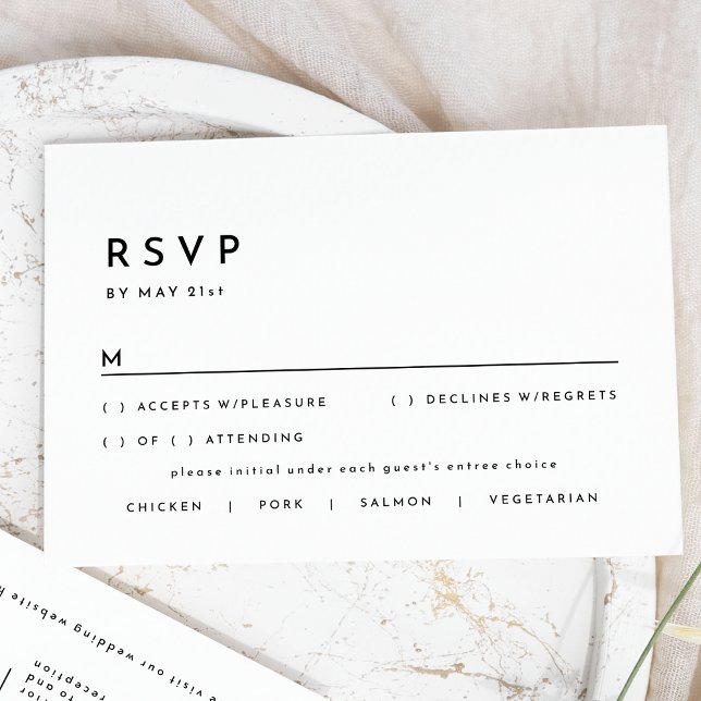 White Modern Bold Wedding RSVP Response Card (Creator Uploaded)