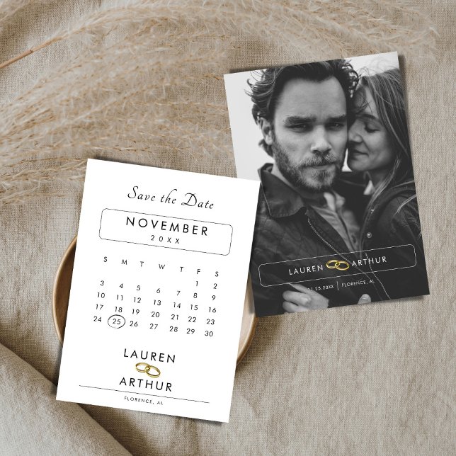 White Modern Chic Minimal Photo Wedding Save The Date (Creator Uploaded)