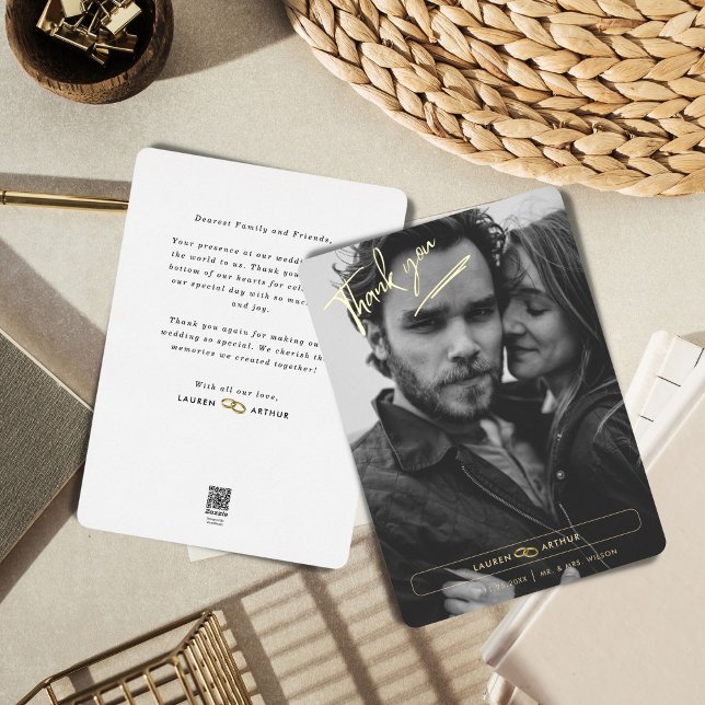 White Modern Chic Minimal Photo Wedding Thank you (Creator Uploaded)