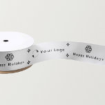 White Modern Christmas Business Logo Company Small Satin Ribbon<br><div class="desc">A stylish and minimal personalized snowflake and stars Ribbon. Add your Logo and change text if you want to.</div>