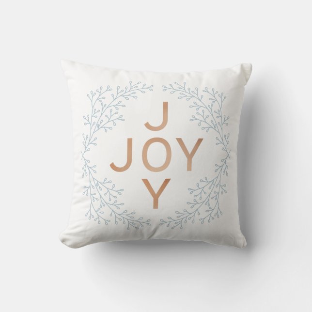 White Modern Christmas JOY Throw Pillow (Front)