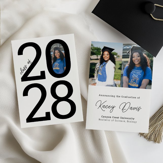 White Modern Class Year Of and Photo Graduation Announcement (Creator Uploaded)