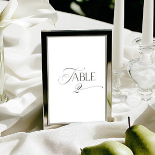 White Modern Classic Calligraphy Table Number