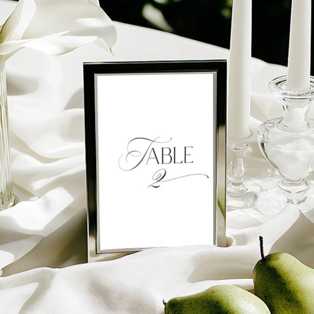 White Modern Classic Calligraphy Table Number (This design is not editable. All table numbers can be found in the collection on this page.)