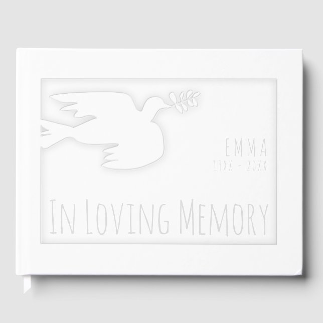 White Modern Dove Baby Celebration Livre d'or (Recto)