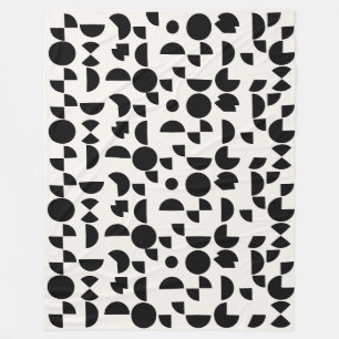 White Modern Elegant Geometric Tribal Fleece Blanket