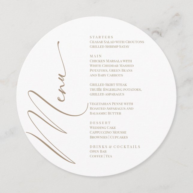 White Modern Elegant Menu  (Front)