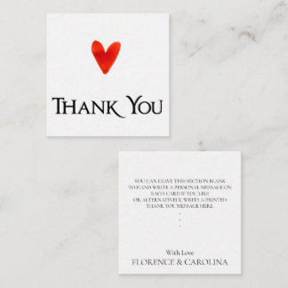 White Modern Elegant Personal Note Heart Thank You Card