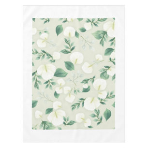 White Modern Eucalyptus Leaf Spring Tablecloth