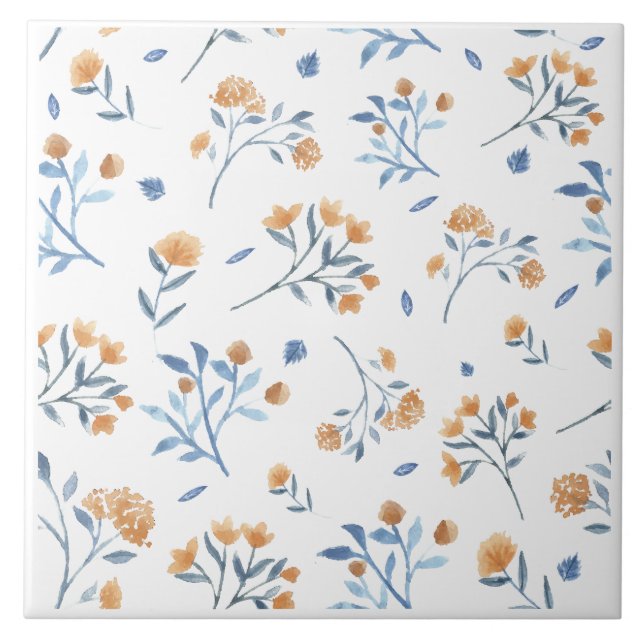 White Modern Farmhouse Wildflower Ceramic Tile (Front)
