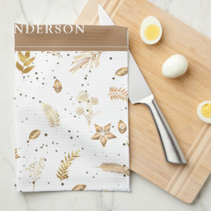 White Modern Gold Arch elegant contemporary Kitchen Towel