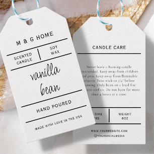White Modern Handmade Candle Care Product Tag