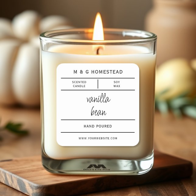 White Modern Handmade Candle Product Label (Creator Uploaded)