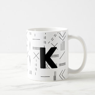 White Modern Initial Letter Monogram Geometric Coffee Mug